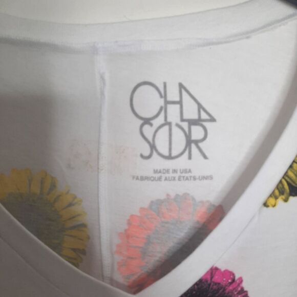 Chaser Sunflower Floral Tee White Size Small NEW Lightly Flawed - Picture 4 of 6